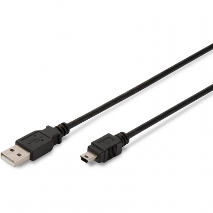 Digitus Cable de Conexin USB Tipo A-Mini USB 1.8m Conform Negro